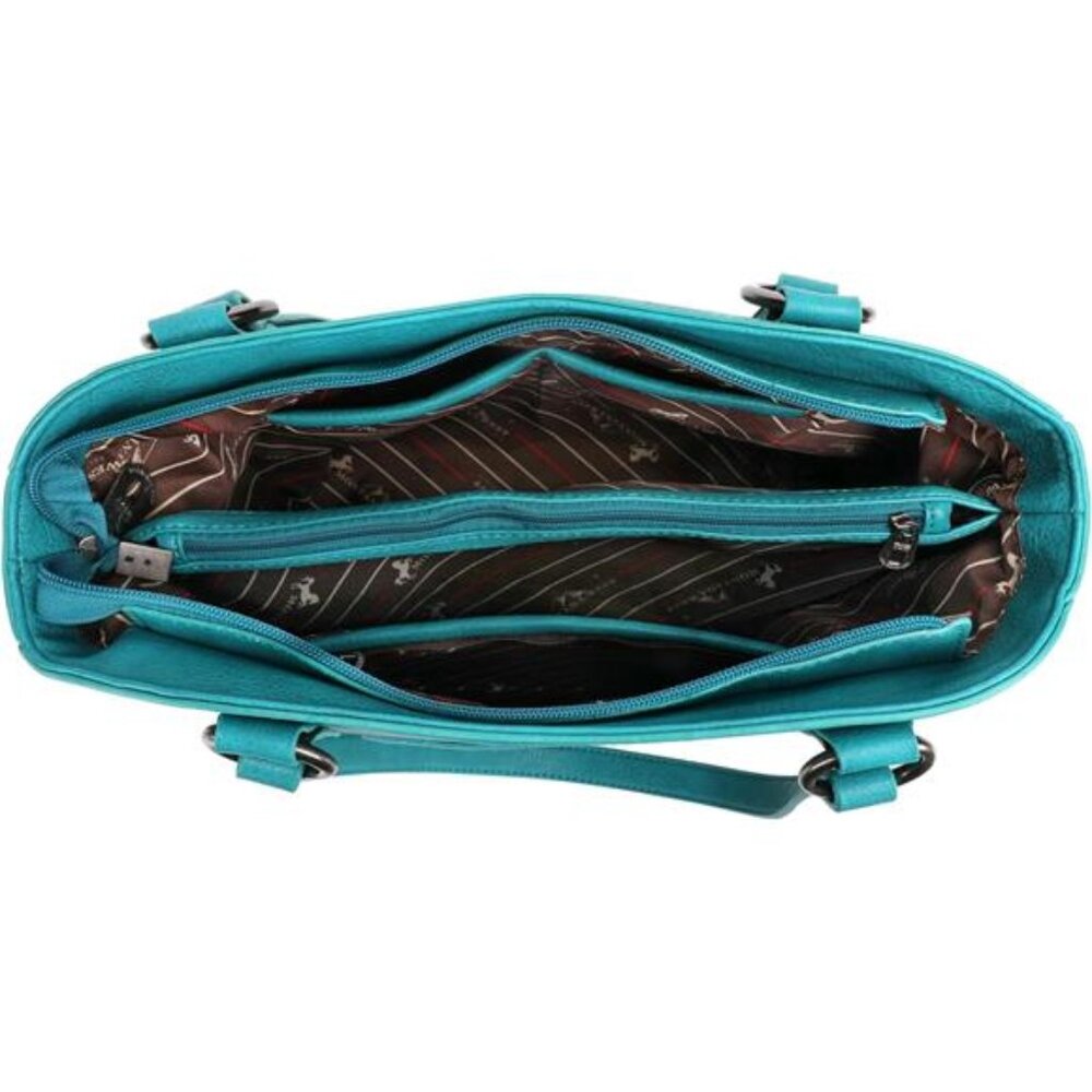 VEGAN LEATHER Turquoise Blue Mandala Tooled Bohemian Purse & Wallet Set - Picture 6 of 7